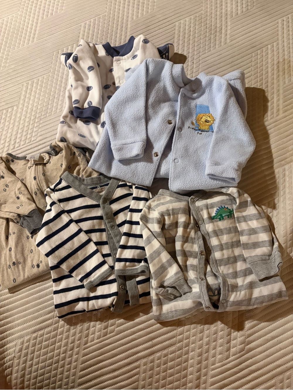 Mixed Baby Sleepers - Blue, Gray, and Stripes